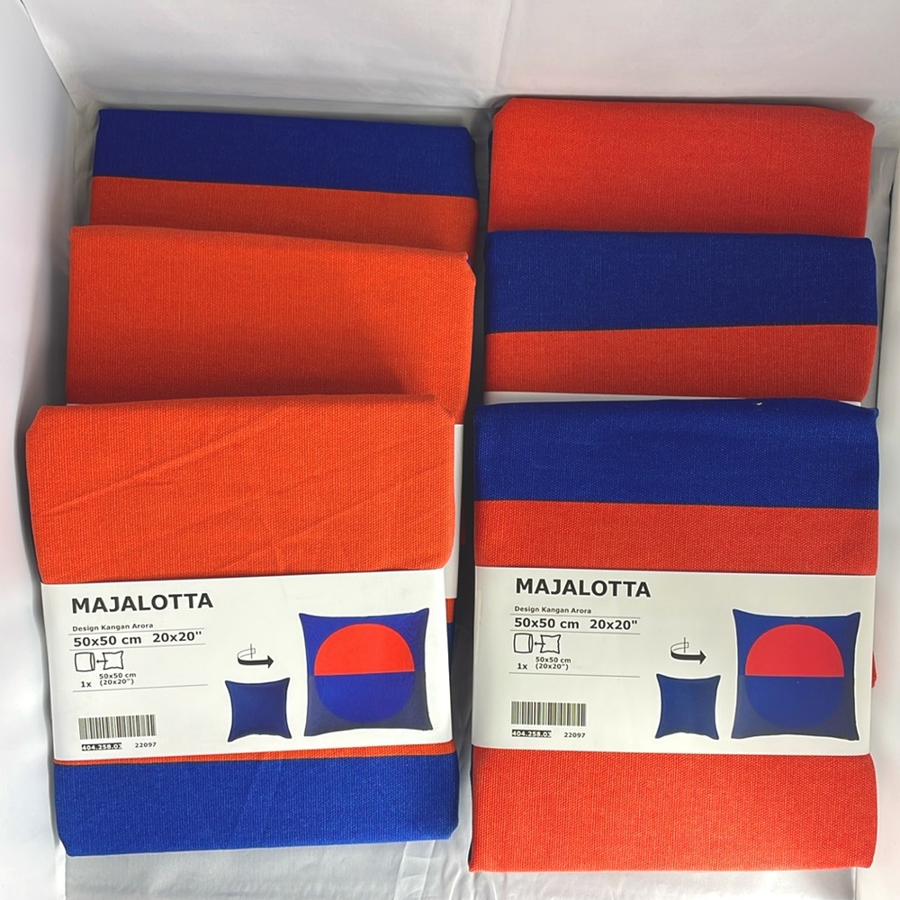 6-Pack:  IKEA MAJALOTTA Cushion Cover 20x20" - Blue/Orange Abstract Art